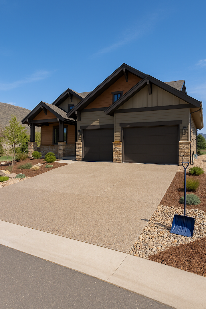 A modern home in the Denver area with a driveway upgrade.
